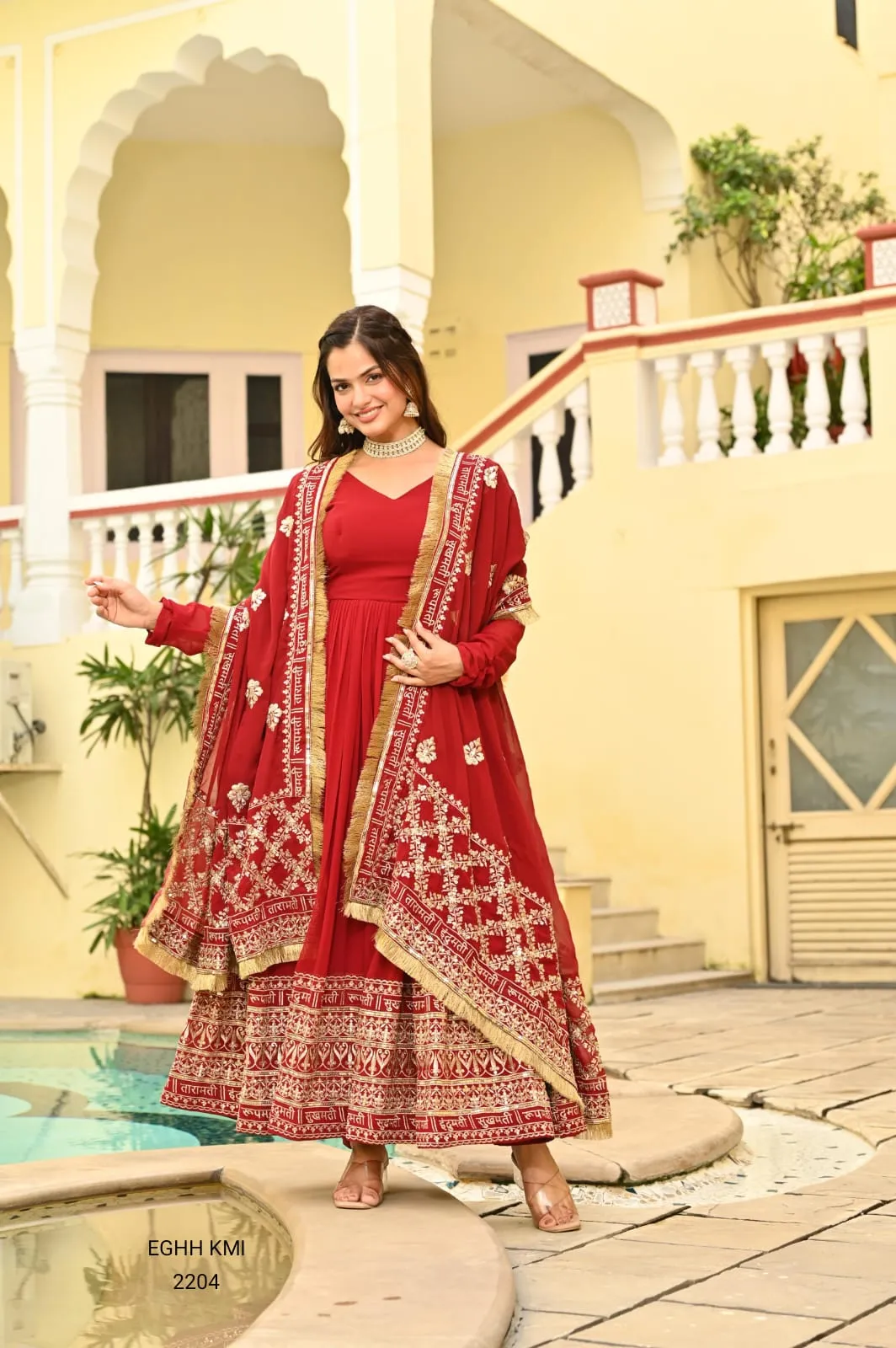 Designer Red Anarkali Salwar